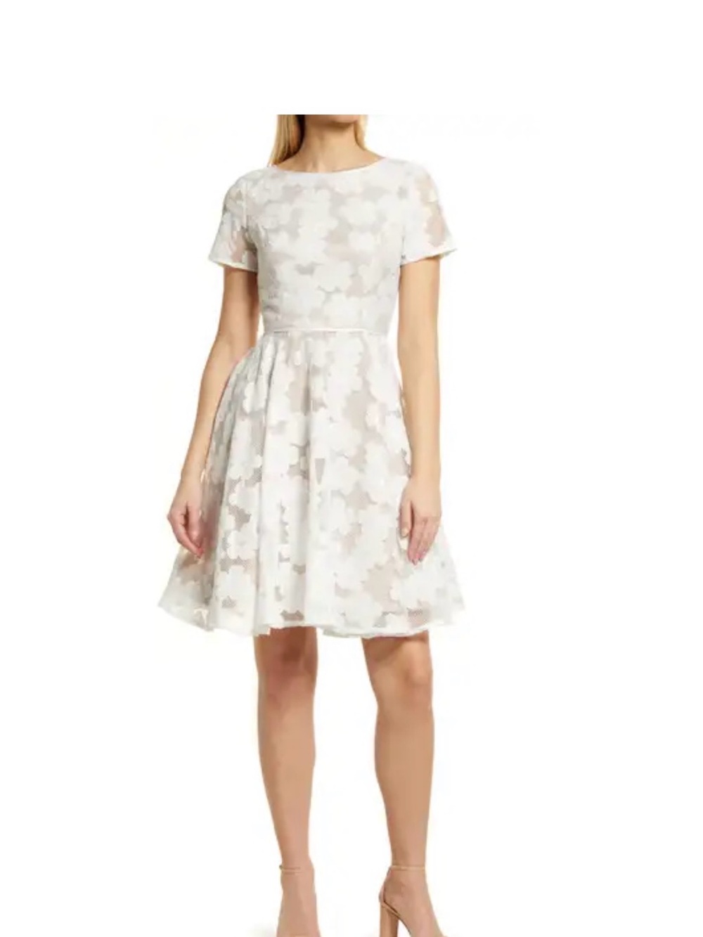 Shani Short Sleeve Floral Cocktail Dress in Ivory